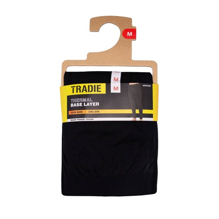Tradie Men's Black Interlock Base Layer Long John Thermal - 1 Pack - Size Medium