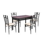 Costway 5pcs Dining Table and Chairs Set w/4 Upholstered Chair