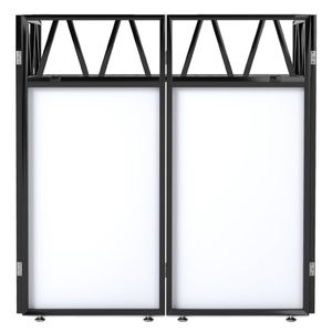 Costway DJ Table Stand DJ Desk Double-deck Portable DJ Booth 8 Black/White Scrims-Black