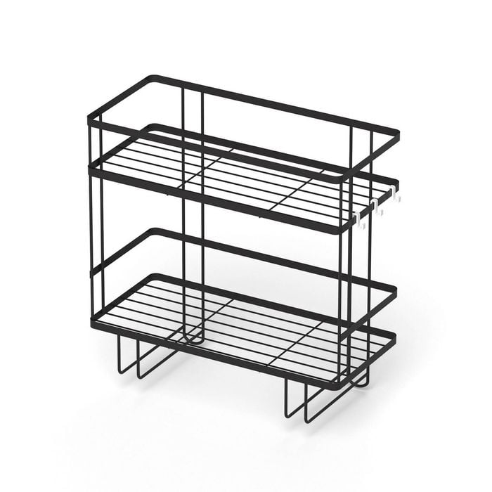 Artiss 2-Tier Over Toilet Tank Storage Shelf Bathroom Organizer Rack Black Metal