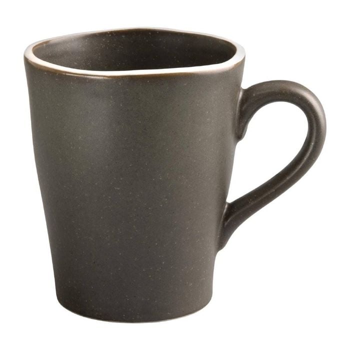 Olympia Mug Chia Reactive Glaze Charcoal 340ml Pack Of 6 Commercial Kitchen Tableware