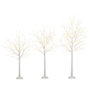 Costway Christmas Tree Set of 3 LED Pre-Lit Artificial Birch Trees