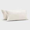 Dreamaker Bonnie Washed Cotton King Pillowcase Twin Pack White 50x90cm