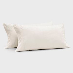Dreamaker Bonnie Washed Cotton King Pillowcase Twin Pack White 50x90cm