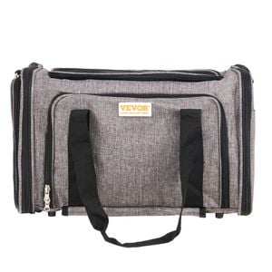 VEVOR 445x285x290mm Cat Carrier Grey with Wheels Airline Approved Rolling Pet