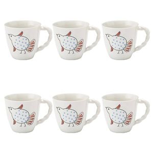 6PK Ecology Joie Gloss Glazed Stoneware Drinking Cup Mug 300ml Partridge