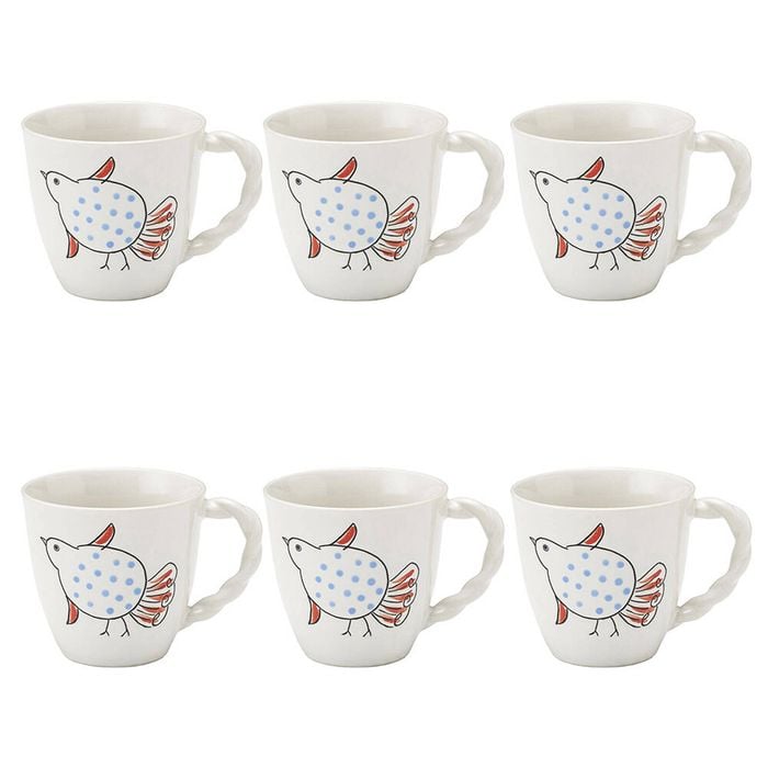 6PK Ecology Joie Gloss Glazed Stoneware Drinking Cup Mug 300ml Partridge