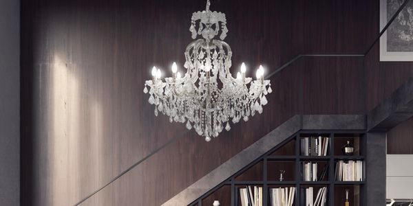 Chandelier in living room.