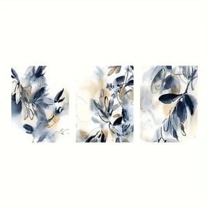 3pcs Floral Abstract Ink Painting Print 100% Australian Made 3 x 40x60cm (Metal Print)