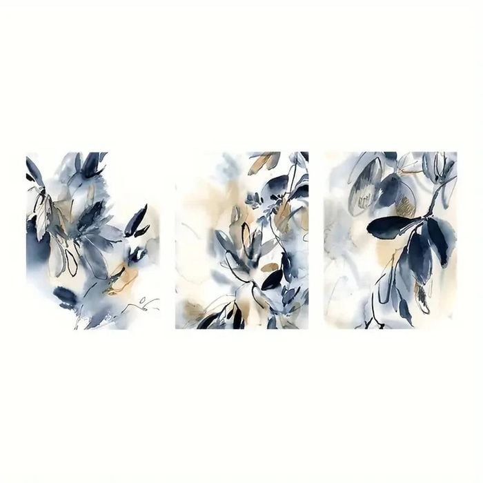 3pcs Floral Abstract Ink Painting Print 100% Australian Made 3 x 40x60cm (Metal Print)