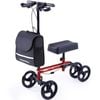 EQUIPMED Knee Scooter Walker Dual Brakes - Bag - Broken Leg Ankle Foot Mobility - Crutches Alternative - Red