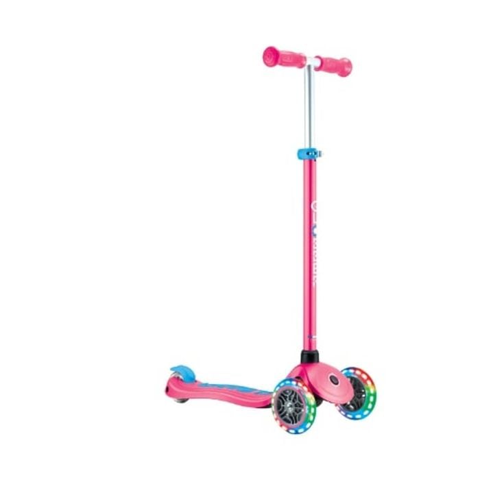 Globber PRIMO PLUS Scooter with Lights - Fuchsia / Sky Blue