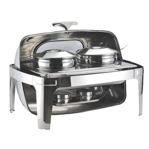 SOGA 6.5L Stainless Steel Double Soup Tureen Roll Top Buffet Chafing Dish