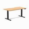 Desky Dual Select Beech Scalloped Melamine Sit Stand Desk 1500x750mm Matte Black Frame Leg