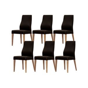 Rosemallow Dining Chair Set of 6 PU Leather Seat Solid Messmate Timber - Black