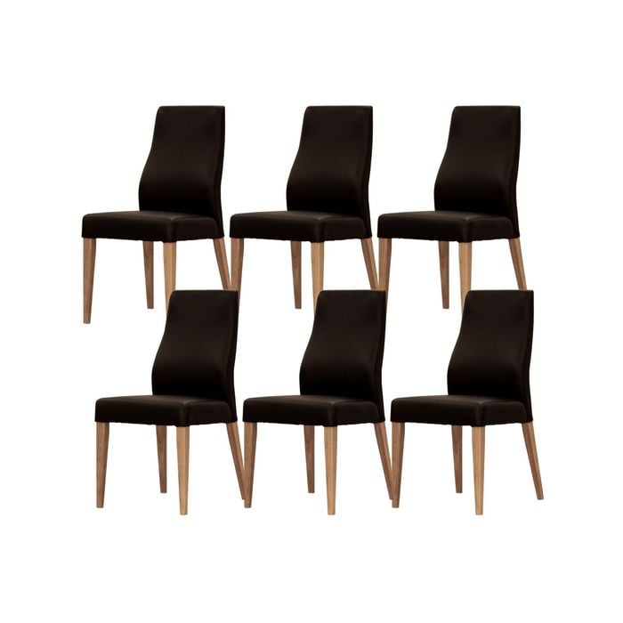 Rosemallow Dining Chair Set of 6 PU Leather Seat Solid Messmate Timber - Black