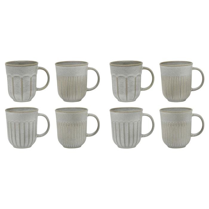 8pc Ecology 330ml Stoneware Chapel Mugs 12.5x10.5cm - Grey