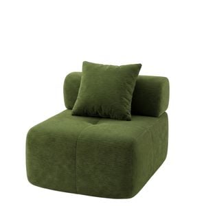 Advwin Armless Sofa Chair Corduroy Modular Foam Cloud Sofa Lounge Compressed Couch No Assembly Green