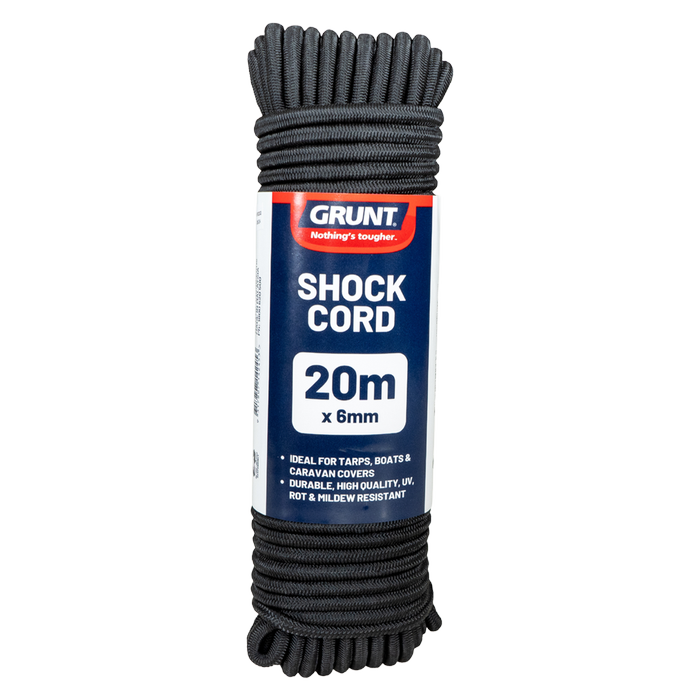 GRUNT 6mm x 20m Black Shock Cord