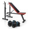 fitnessLAB 2x 24kg Adjustable Dumbbell Set (Blue) with Weight Bench