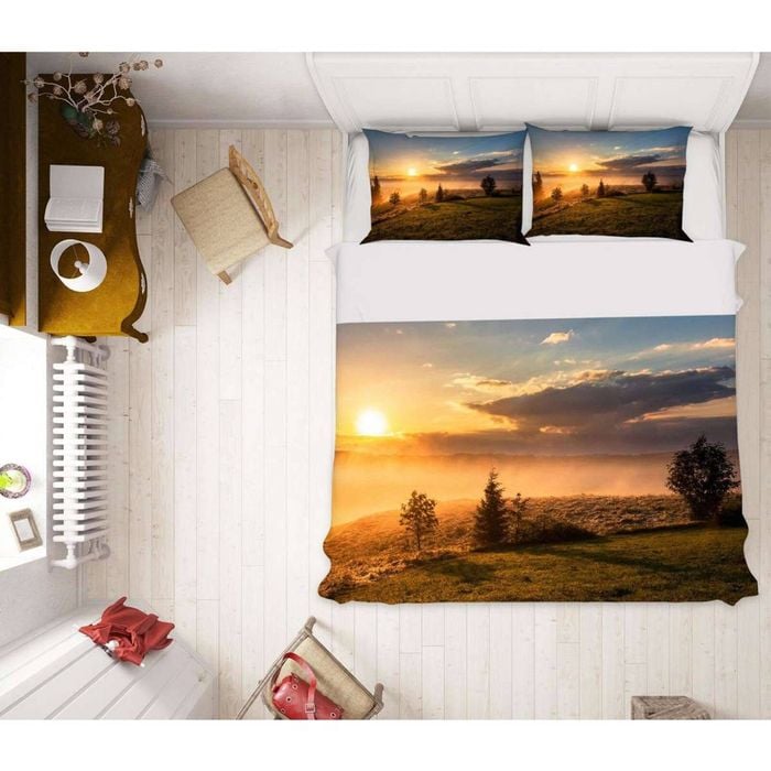 3D Sunshine Grassland 70 Bed Pillowcases Quilt Queen Size