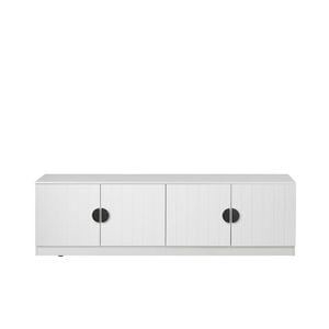 European Cabinetry Vj Panel Half Moon Black Bucharest TV Unit White