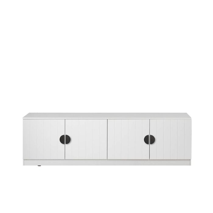 European Cabinetry Vj Panel Half Moon Black Bucharest TV Unit White