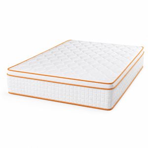 Ufurniture 30cm Queen Size Mattress, Hybrid Mattress in a Box, Memory Foam & Individual Pocket Springs , White & Gold