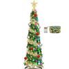 Catzon 5Ft Prelit Christmas Tree with 50 Color Lights Xmas Party Decorations-GreenGold