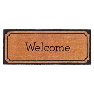114 x 45cm Welcome With Black Border PVC Backed Outdoor Coir Mat