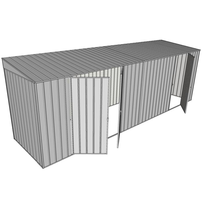 Build-a-Shed 1.5 x 6 x 2m Skillion Double and Single Hinged Side Doors Shed - Zinc