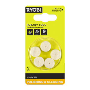 Ryobi Rotary Tool 12.5mm Felt Polishing Wheel 5-Pack