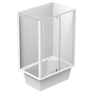 Clearlite 1200 x 820 x 1945mm White 2 Sided Flat Wall Dina Shub Enclosure