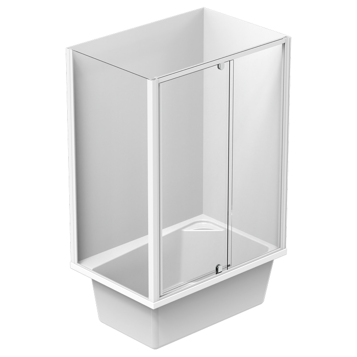 Clearlite 1200 x 820 x 1945mm White 2 Sided Flat Wall Dina Shub Enclosure