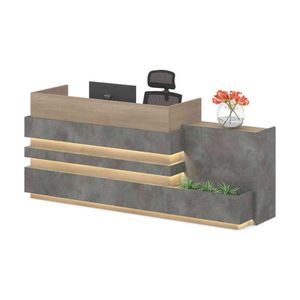 Modern Furniture KERAN  Reception Desk Right Panel - Acacia & Carbon Grey Colour