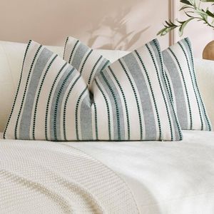 Gioia Casa 2-Pack Heritage Linear Woven Cushion Covers 30cm x 50cm - Forest Green