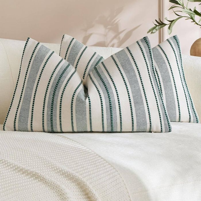 Gioia Casa 2-Pack Heritage Linear Woven Cushion Covers 30cm x 50cm - Forest Green