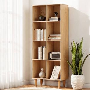 Homfurn Bookshelf 4 Tier 150cm Pine Multi Compartment Storage Cabinet Display Rack
