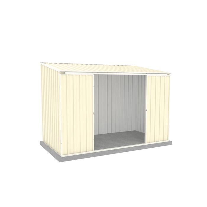 Absco Sheds 3.00 x 1.52 x 2.08m Classic Cream Ezislider Double Sliding Door Garden Shed