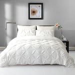 Dreamfields King Single White  Diamond Embroidery Pintuck Quilt/Doona/Duvet Cover Set