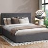 Oikiture Bed Frame Gas Lift Grey Velvet - King