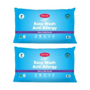 2pk Tontine Quick Dry Easy Wash Anti Allergy Bedding Pillow High & Firm
