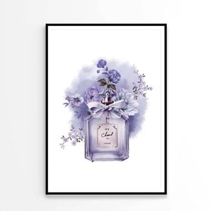 Elegant Purple Flowers and Fashion Bottle   Print 100% Australian Made 90 x 120cm   (Poster)