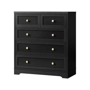 Oikiture 5 Chest Of Drawers Tallboy Black