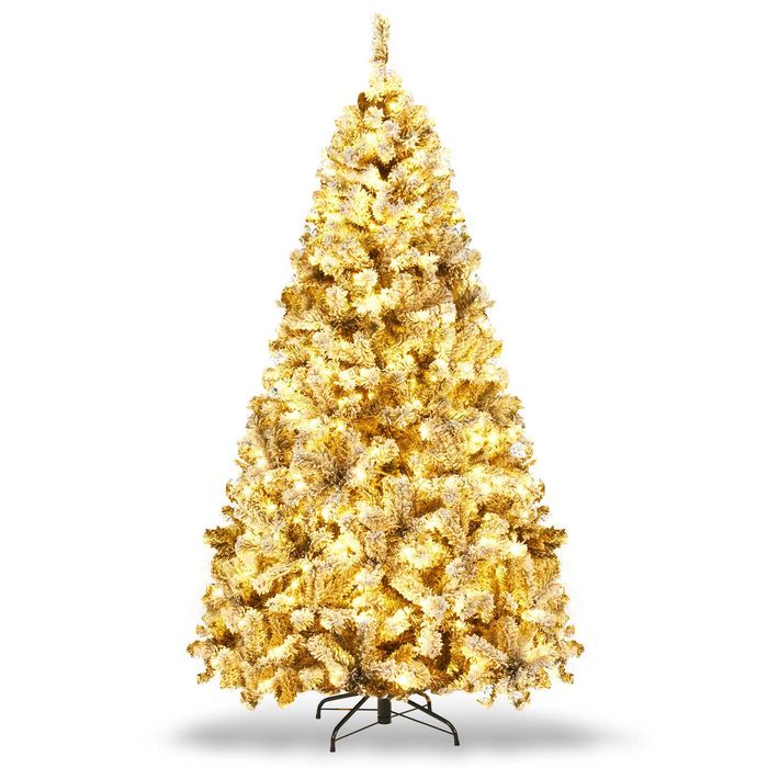 Costway 1.8M Christmas Tree Foldable 250 LED Xmas Decoration Plant Snow Effect