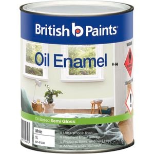 British Paints 1L White Semi Gloss Enamel Paint