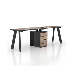 Modern Furniture ARTO 2 People Workstation Desk 1 Cabinet  240cm Oak&Black