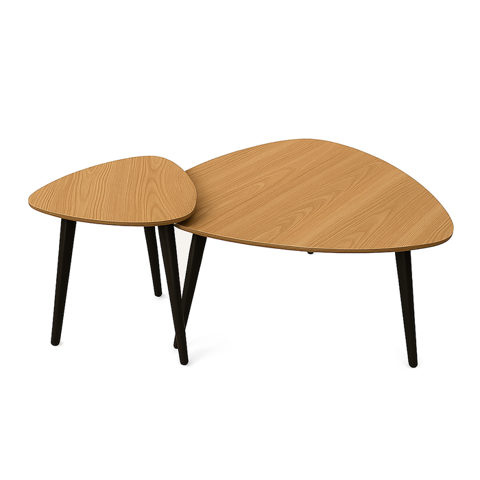 Hilda nest coffee & side table in solid timber frame - Black