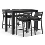 Santorini Outdoor Aluminium 1.5m Bar Table with 4 Bar stools 4 Seats - Charcoal - Denim Grey