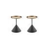 Seek and Ramble Lloyd Round 50cm Side Table Metal Brushed Gold & Black Set Of 2 Bundle